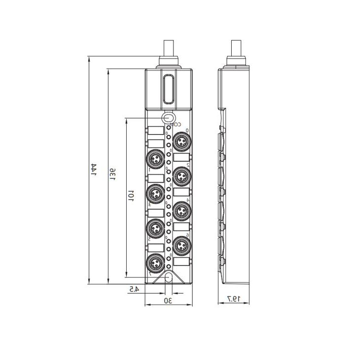 M8 junction box, Single channel, NPN, 8-port integrated, LED, PUR flexible cable, black sheath, 23N801-XXX